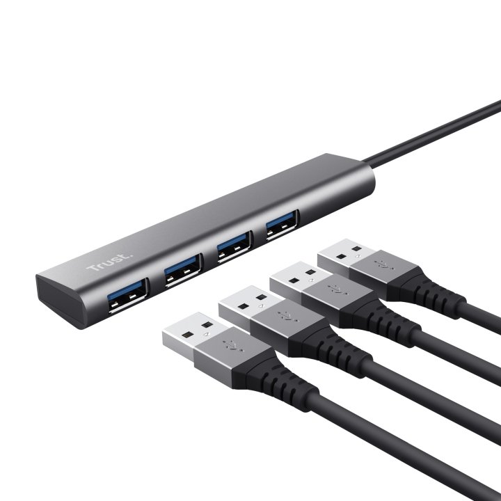 Hub Usb Trust Halyx Usb-c A 4xusb-a 3.2 Gen1 Gris