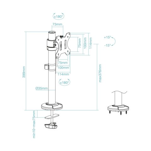 Soporte De Mesa Tooq Db1131tn-b 17"-32" Max 8kg Vesa Max. 100 100 Color Negro