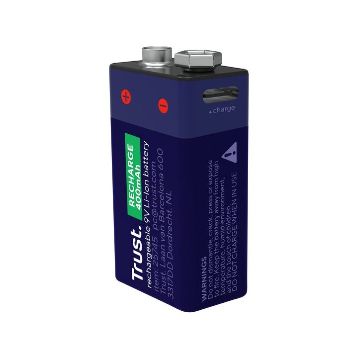 Pilas 9v Recargable Trust 25745 9v Blister 1 Unidad Usb-c (ecotasas Incluidas)