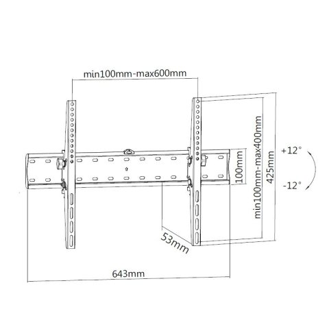 (km0) Soporte De Pared Orientable Equip Para Pantalla De 37"- 70" Inclinable Equip Max. 40kgs Vesa Max 600x400 Cash30