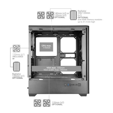 Caja Atx Semitorre Mars Gaming Mc-quantum Doble Cristal Templado Argb Gpu 335mm Blanco