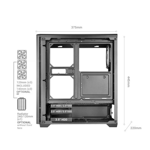 Caja Atx Semitorre Mars Gaming Mc-quantum Doble Cristal Templado Argb Gpu 335mm Blanco