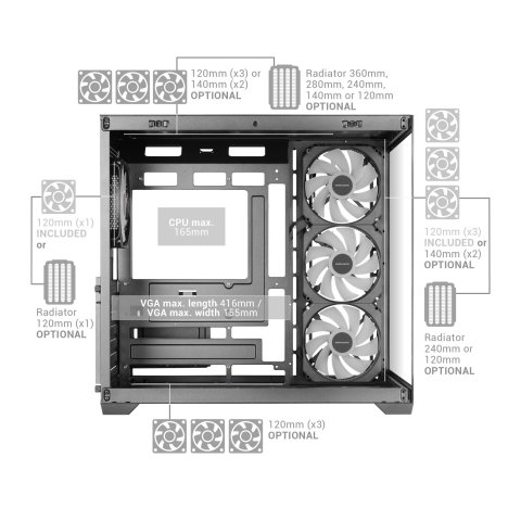 Caja Atx Mars Gaming Mcv5 Cristal Templado Panoramico Argb Gpu 416mm Negra