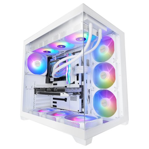 Caja Atx Mars Gaming Mcv5w Cristal Templado Panoramico Argb Gpu 416mm Blanco