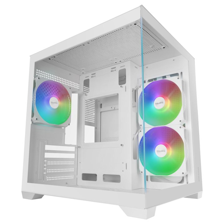 Caja Micro Atx Mars Gaming Mc-view3w Gpu Max 330mm Cristal Templado Panoramico Argb Usb-c Blanca