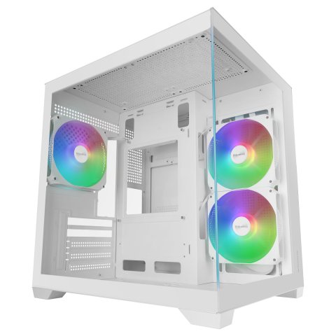 Caja Micro Atx Mars Gaming Mc-view3w Gpu Max 330mm Cristal Templado Panoramico Argb Usb-c Blanca