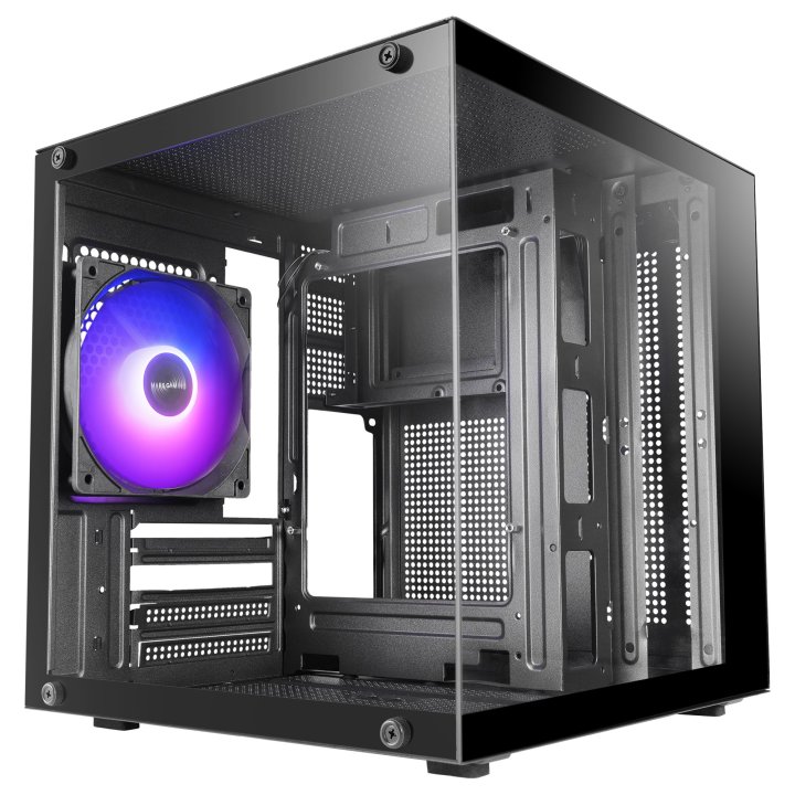 Caja Microatx Mars Gaming Mc-cube Gpu Max 260mm Cubo Panoramico Argb Usb-c Negra