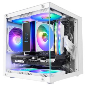 Caja Microatx Mars Gaming Mc-cubew Gpu Max 260mm Cubo Panoramico Argb Usb-c Blanca 2