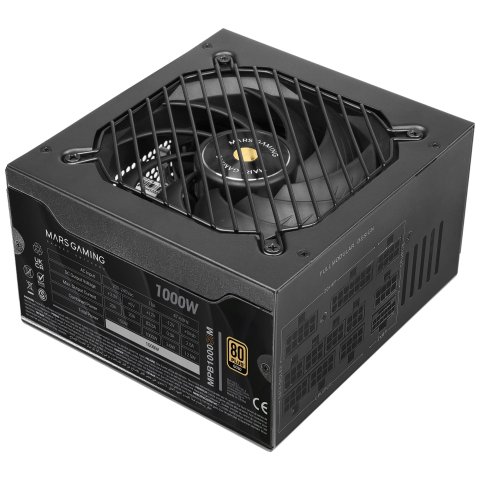 (reacondicionado) Fuente De Alimentación Modular Mars Gaming 1000w Atx 3.1 80+ Gold 140mm Negro 12v-2x6 Cable No Incluido Cas