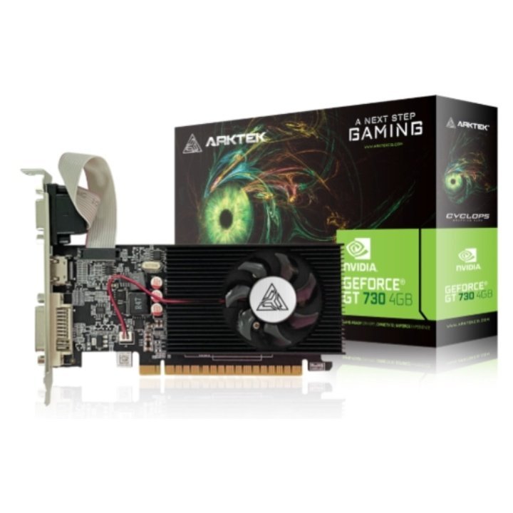 Vga Arktek Geforce Gt 730 4gb Gddr5 1xdp 1xhdmi 1xdvi Cuda 384 64bit Single Fan Retail