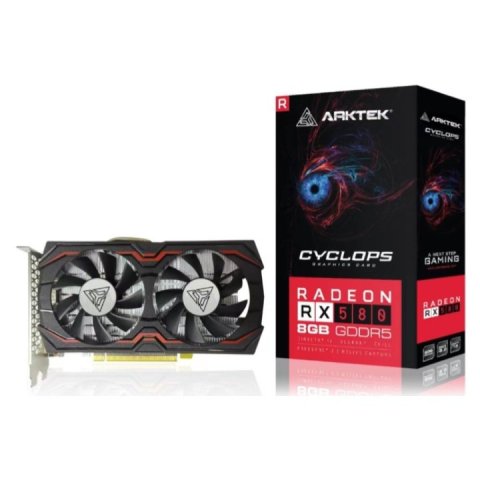 Vga Arktek Radeon Rx 580 8gb Gddr5 3xdp 1xhdmi 1xdvi Sp 2048 256bit Dual Fan Retail