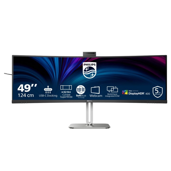 Monitor 49" Curvo Usb-c Dp Hdmi Philips 49b2u6900ch Va 5120x1440 75hz 4ms Vesa 2x5w Negro Webcam