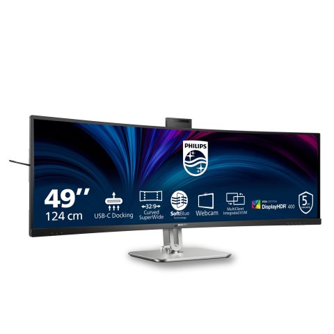 Monitor 49" Curvo Usb-c Dp Hdmi Philips 49b2u6900ch Va 5120x1440 75hz 4ms Vesa 2x5w Negro Webcam