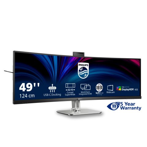 Monitor 49" Curvo Usb-c Dp Hdmi Philips 49b2u6900ch Va 5120x1440 75hz 4ms Vesa 2x5w Negro Webcam