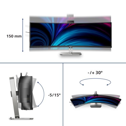 Monitor 49" Curvo Usb-c Dp Hdmi Philips 49b2u6900ch Va 5120x1440 75hz 4ms Vesa 2x5w Negro Webcam