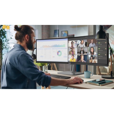 Monitor 49" Curvo Usb-c Dp Hdmi Philips 49b2u6900ch Va 5120x1440 75hz 4ms Vesa 2x5w Negro Webcam