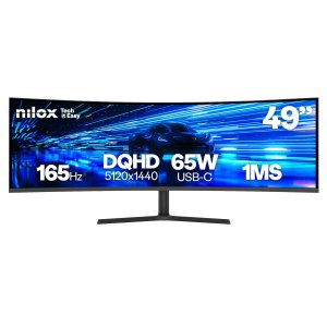 Monitor 49" Curvo Usb-c Dp Hdmi Nilox Nxm49crvdc Dqhd 5120x1440 1ms 165hz 2x3w Vesa 100x100 Pivotante Regulable