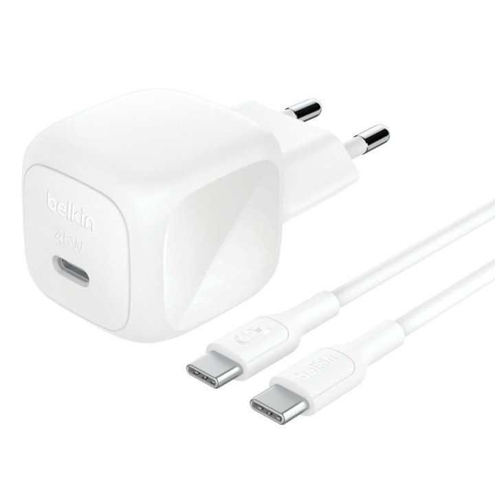 Cargador Usb Pd Belkin Wca013kq1mwh 45w 1xusb-c Cable Usb-c 1m Diseño Compacto Color Blanco