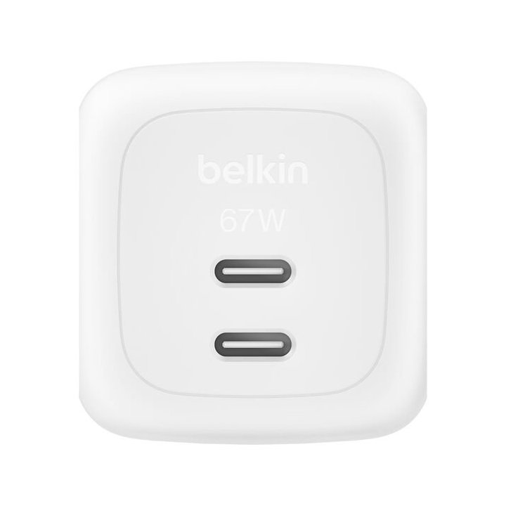 Cargador Usb Gan Belkin Wch020kqwh 67w 2xusb-c Pd Pps Diseño Compacto Color Blanco