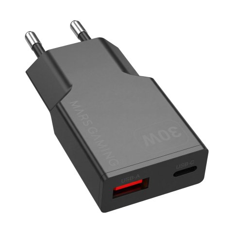 Cargador Usb Gan Mars Gaming Md-gan30 30w 1xusb-c 1xusb-a Pd Color Negro