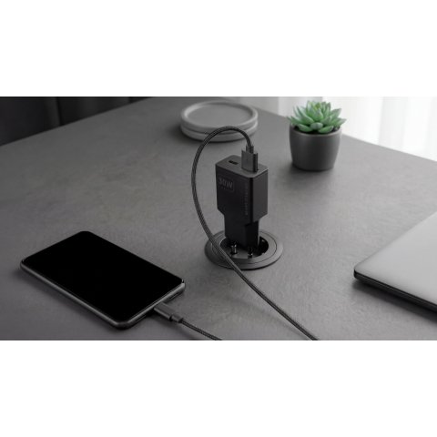 Cargador Usb Gan Mars Gaming Md-gan30 30w 1xusb-c 1xusb-a Pd Color Negro