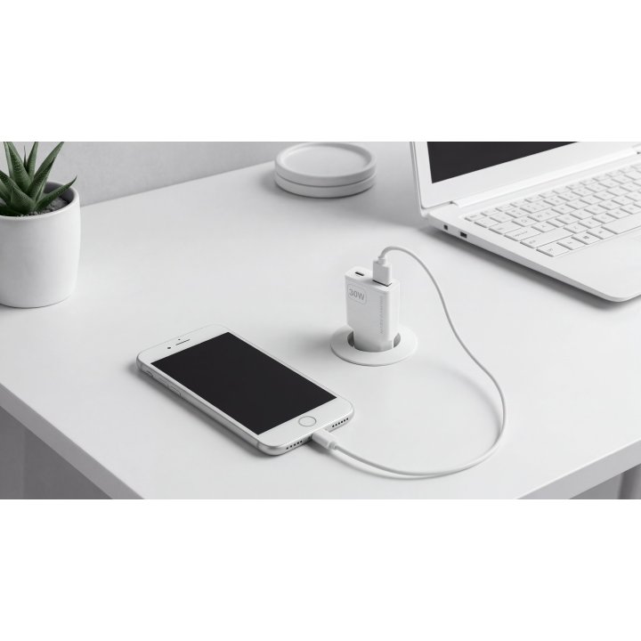 Cargador Usb Gan Mars Gaming Md-gan30w 30w 1xusb-c 1xusb-a Pd Color Blanco