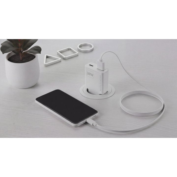 Cargador Usb Gan Mars Gaming Md-gan30w 30w 1xusb-c 1xusb-a Pd Color Blanco