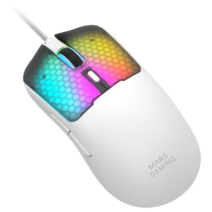 Mouse Mars Gaming Mm-viperw Ultraligero 56g Cableado Usb 6 Botones 12800 Dpi Rgb Blanco