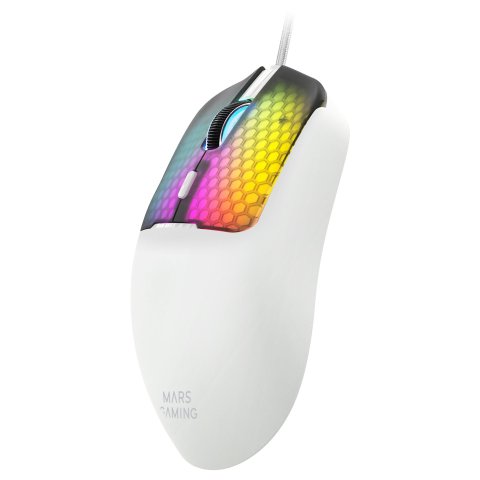 Mouse Mars Gaming Mm-viperw Ultraligero 56g Cableado Usb 6 Botones 12800 Dpi Rgb Blanco