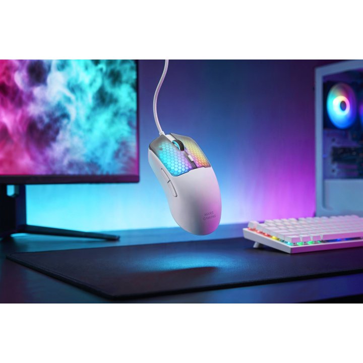 Mouse Mars Gaming Mm-viperw Ultraligero 56g Cableado Usb 6 Botones 12800 Dpi Rgb Blanco