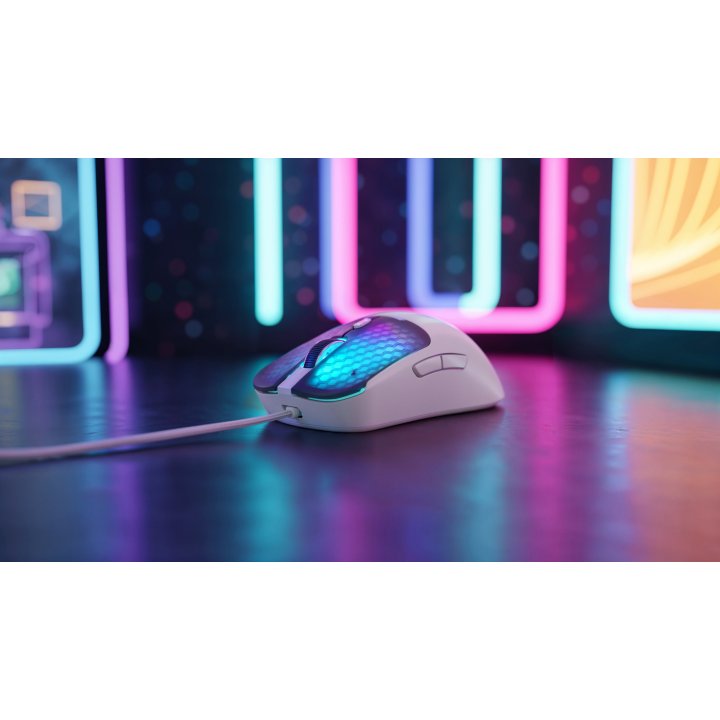 Mouse Mars Gaming Mm-viperw Ultraligero 56g Cableado Usb 6 Botones 12800 Dpi Rgb Blanco