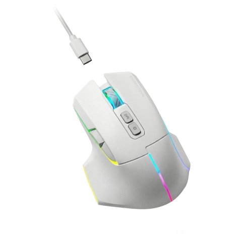 Mouse Mars Gaming Wireless Y Bluetooth Mmw-vector Tri-mode 2.4g Ghz Bt 5.4 Usb-c 7 Botones 12000 Dpiblanco