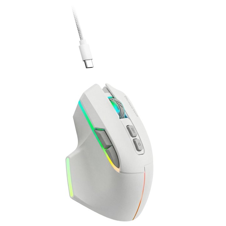 Mouse Mars Gaming Wireless Y Bluetooth Mmw-vector Tri-mode 2.4g Ghz Bt 5.4 Usb-c 7 Botones 12000 Dpiblanco