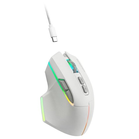 Mouse Mars Gaming Wireless Y Bluetooth Mmw-vector Tri-mode 2.4g Ghz Bt 5.4 Usb-c 7 Botones 12000 Dpiblanco