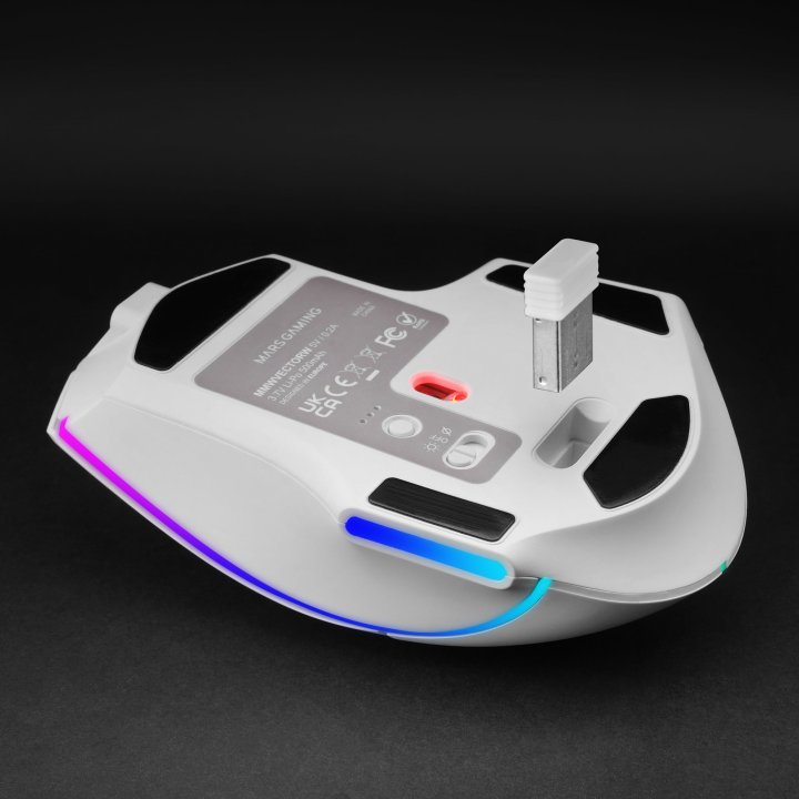 Mouse Mars Gaming Wireless Y Bluetooth Mmw-vector Tri-mode 2.4g Ghz Bt 5.4 Usb-c 7 Botones 12000 Dpiblanco