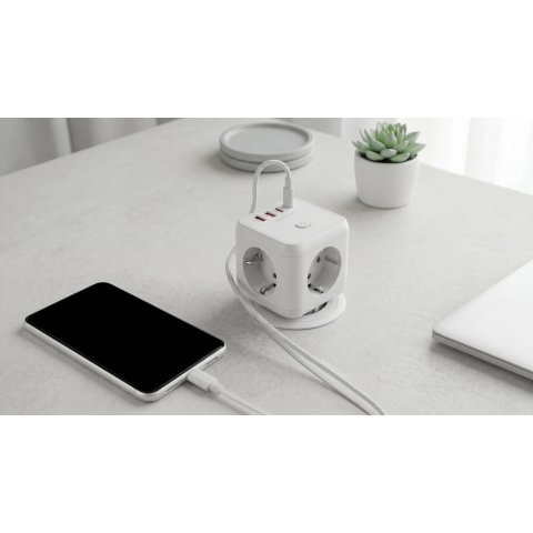 Powercube Mars Gaming Md-cube20w 4 Usb 3 Tomas De Corriente. Regleta Color Blanco