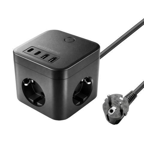 Powercube Mars Gaming Md-cube35 4 Usb 3 Tomas De Corriente Con Cable 1.8m Regleta Color Negro