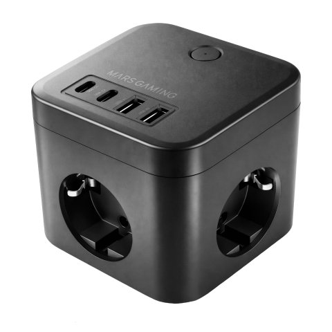 Powercube Mars Gaming Md-cube35 4 Usb 3 Tomas De Corriente Con Cable 1.8m Regleta Color Negro