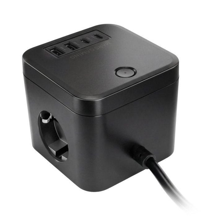 Powercube Mars Gaming Md-cube35 4 Usb 3 Tomas De Corriente Con Cable 1.8m Regleta Color Negro