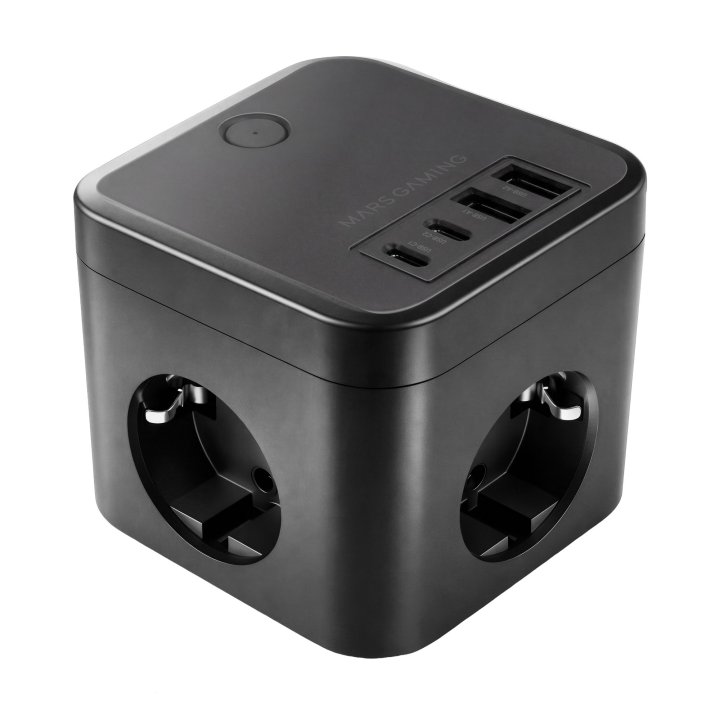 Powercube Mars Gaming Md-cube35 4 Usb 3 Tomas De Corriente Con Cable 1.8m Regleta Color Negro