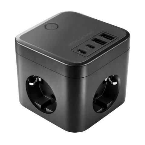 Powercube Mars Gaming Md-cube35 4 Usb 3 Tomas De Corriente Con Cable 1.8m Regleta Color Negro