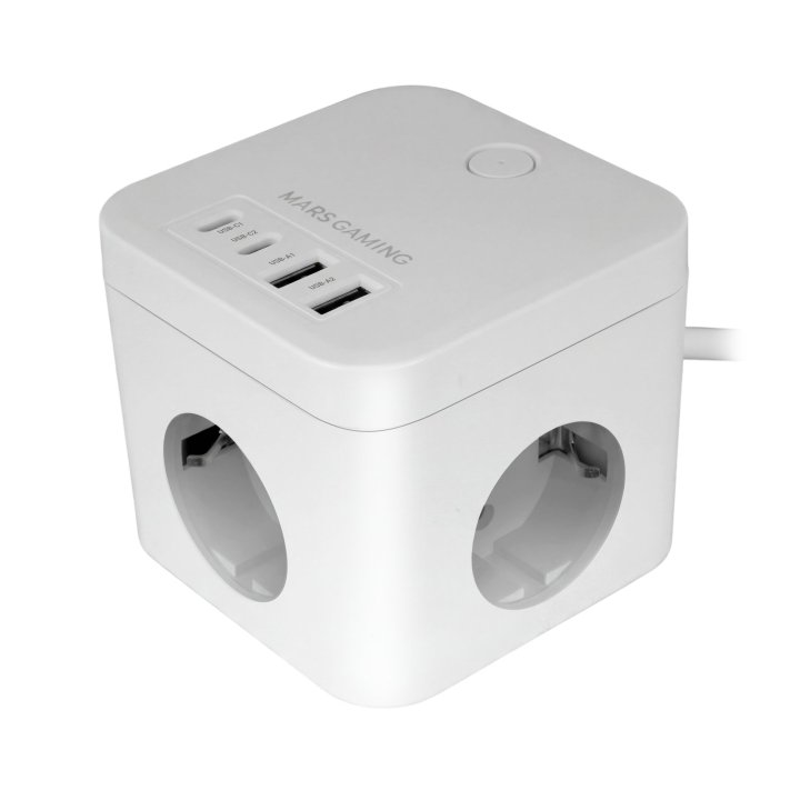Powercube Mars Gaming Md-cube35w 4 Usb 3 Tomas De Corriente Con Cable 1.8m Regleta Color Blanco