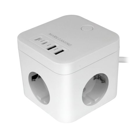 Powercube Mars Gaming Md-cube35w 4 Usb 3 Tomas De Corriente Con Cable 1.8m Regleta Color Blanco