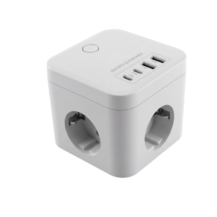 Powercube Mars Gaming Md-cube35w 4 Usb 3 Tomas De Corriente Con Cable 1.8m Regleta Color Blanco
