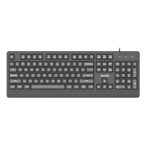Teclado Philips Spk6247b Con Cable Usb 2.0 Plug And Play Accesos Multimedia Negro Mate Ergonomico